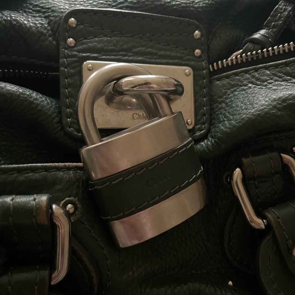 authentic Chloe green leather shoulder bag